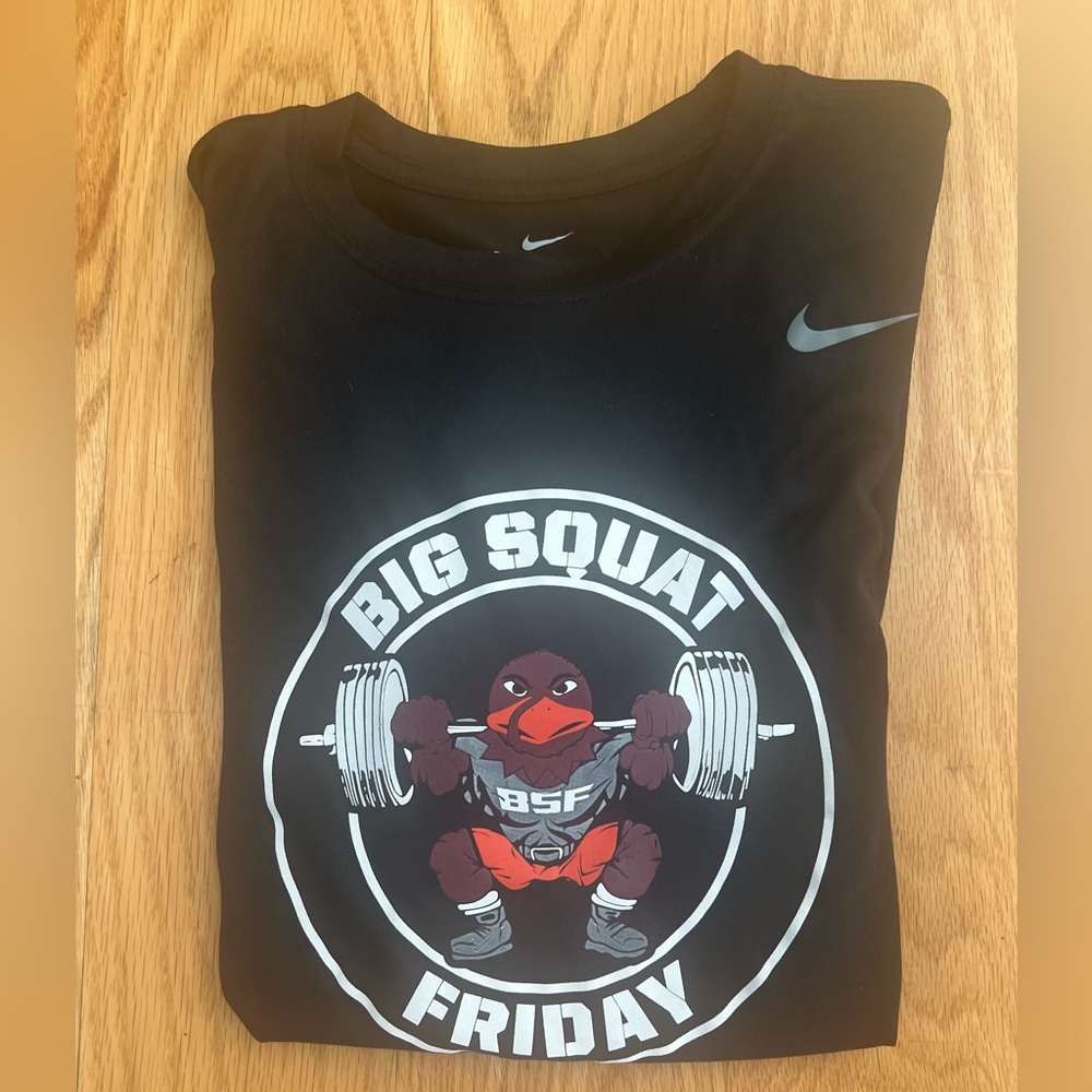 Men’s Nike DRI-FIT Virginia Tech “BIG SQUAT FRIDAY” Short Sleeve Tshirt, Large